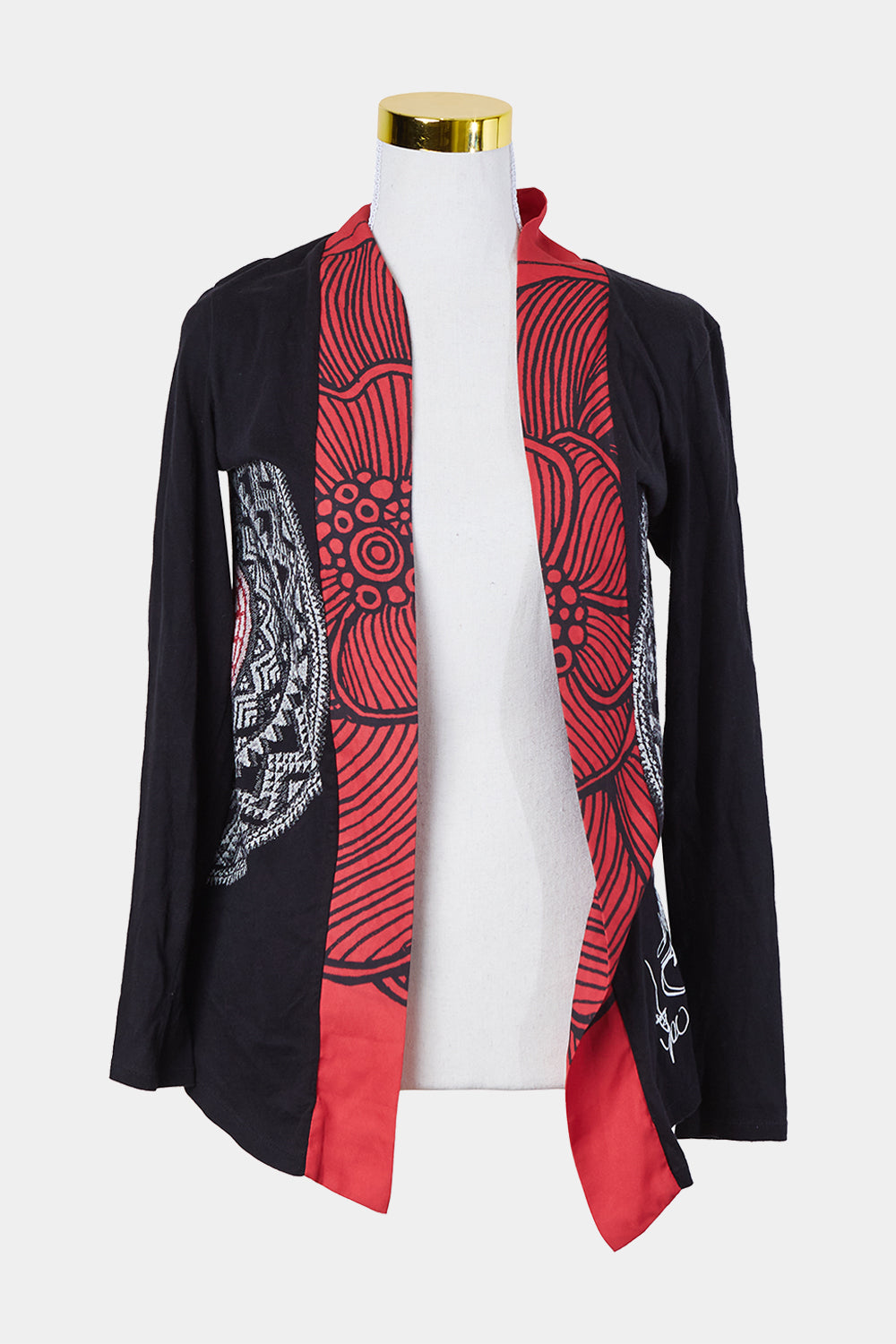 DESIGUAL Black and Red Kimono Top