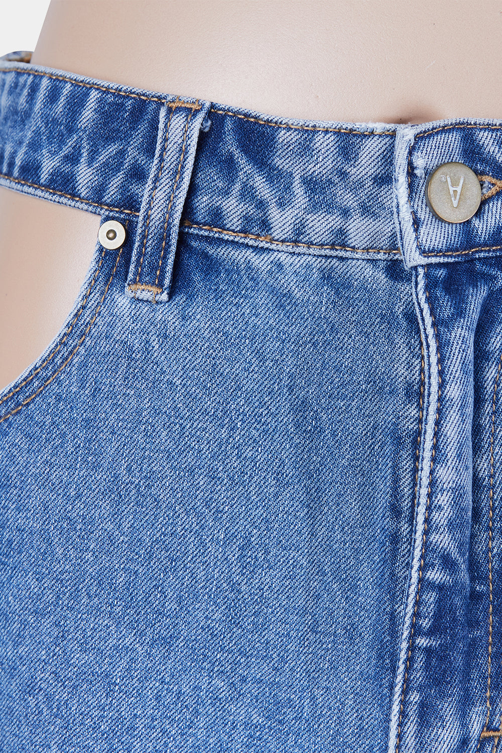 ABRAND Blue Cut Out High Waisted Shorts