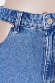 ABRAND Blue Cut Out High Waisted Shorts