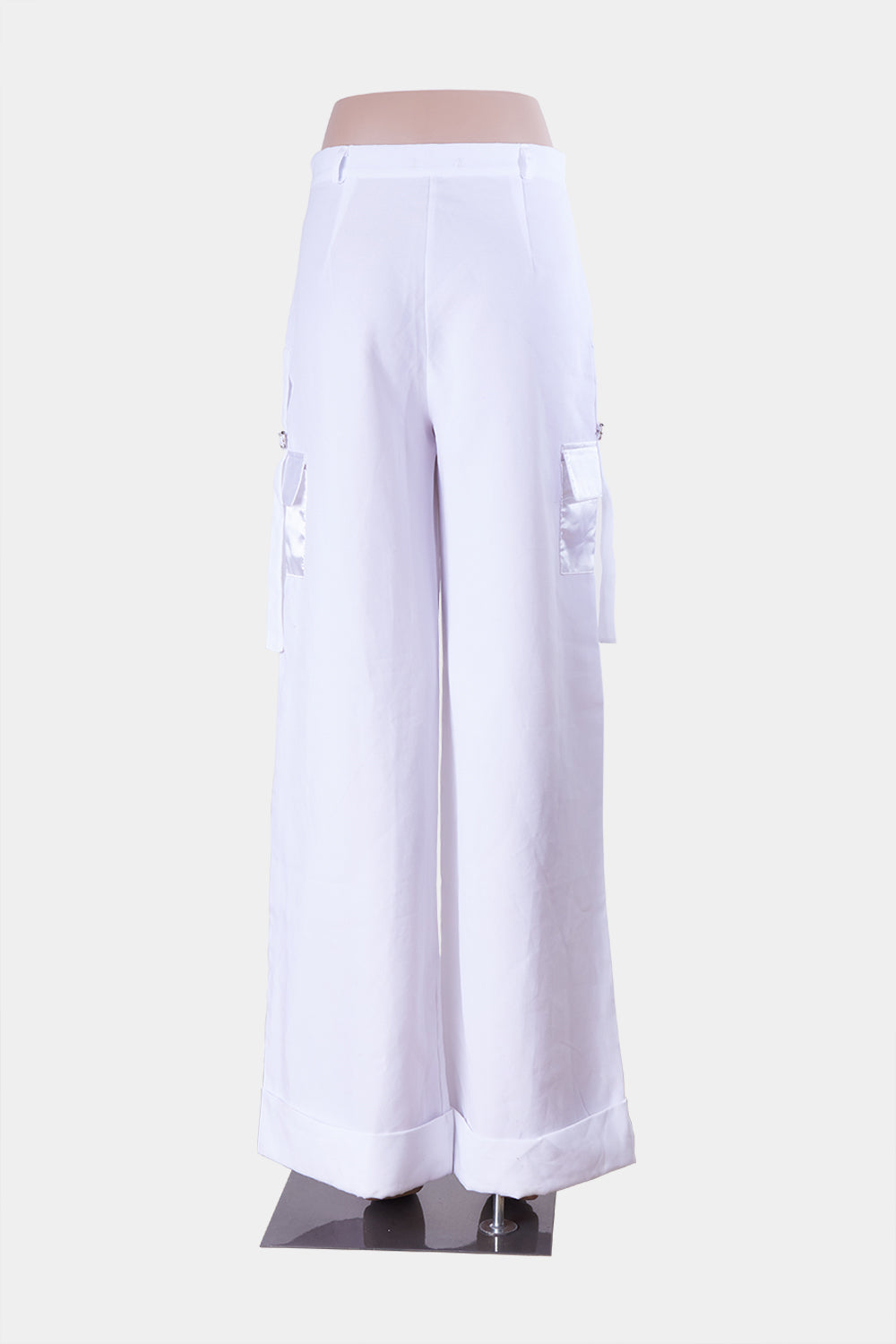 Pretty Little Thing White Pocket Detail Wide Leg Pant