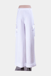 Pretty Little Thing White Pocket Detail Wide Leg Pant