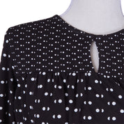 People Tree Black and White Spot Key Hole Long Sleeve Midi Dress
