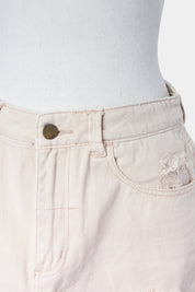 THRILLS Pale Pink Distressed Denim Skirt