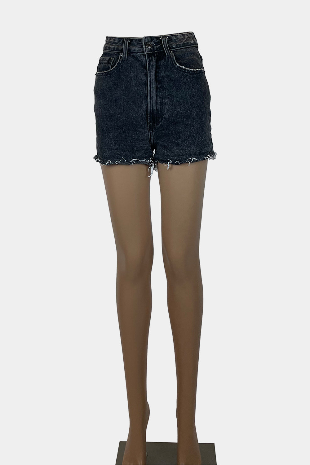GLASSONS Washed Black Denim Shorts