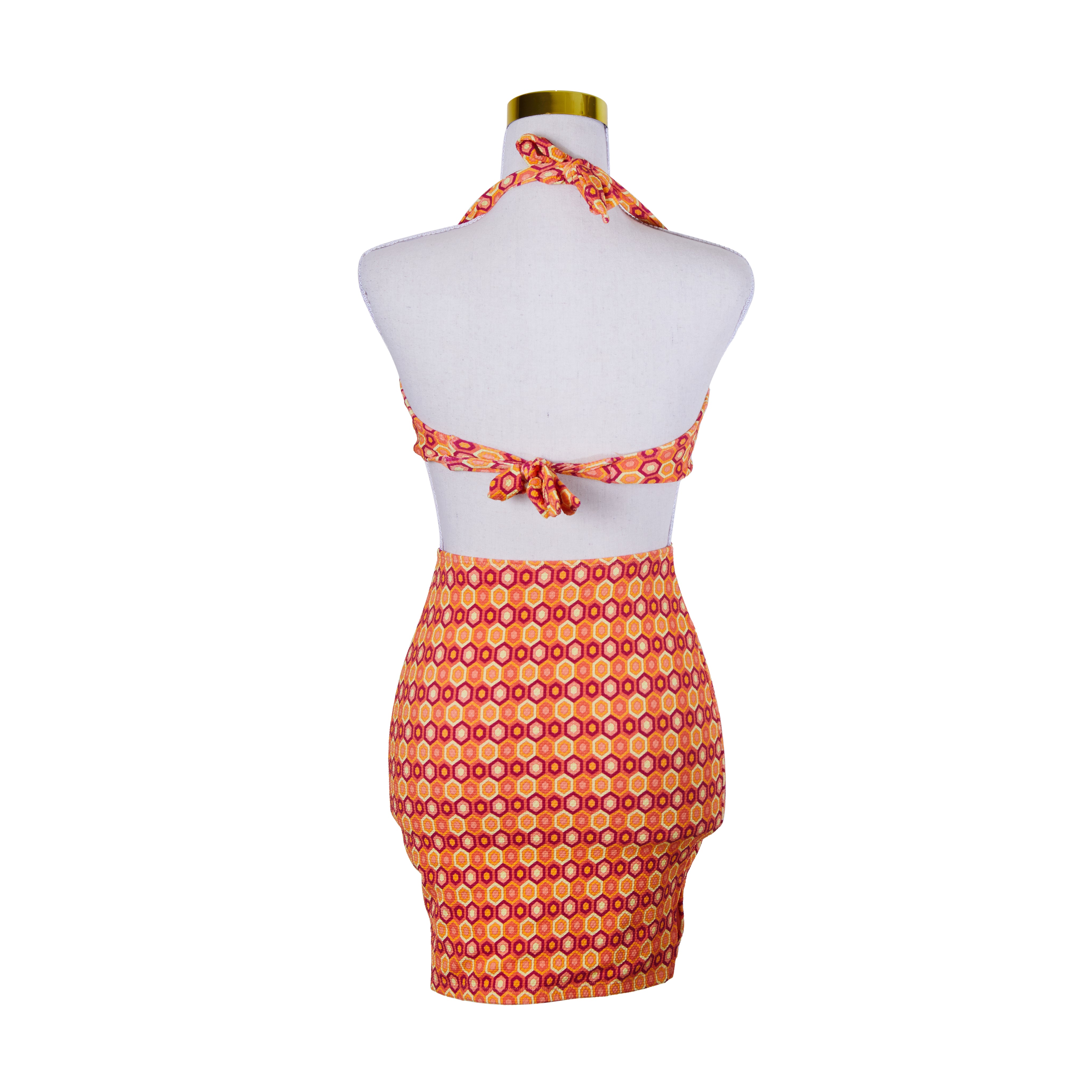 Mieses Swimwear Orange Print Ring Front Mini Dress