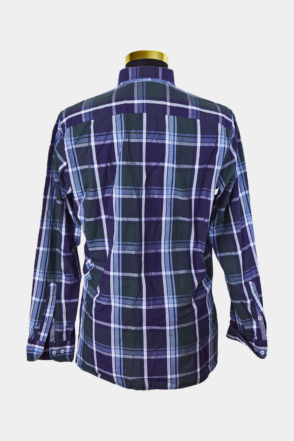 Tommy Hilfiger Navy and Green Plaid Button Down Shirt