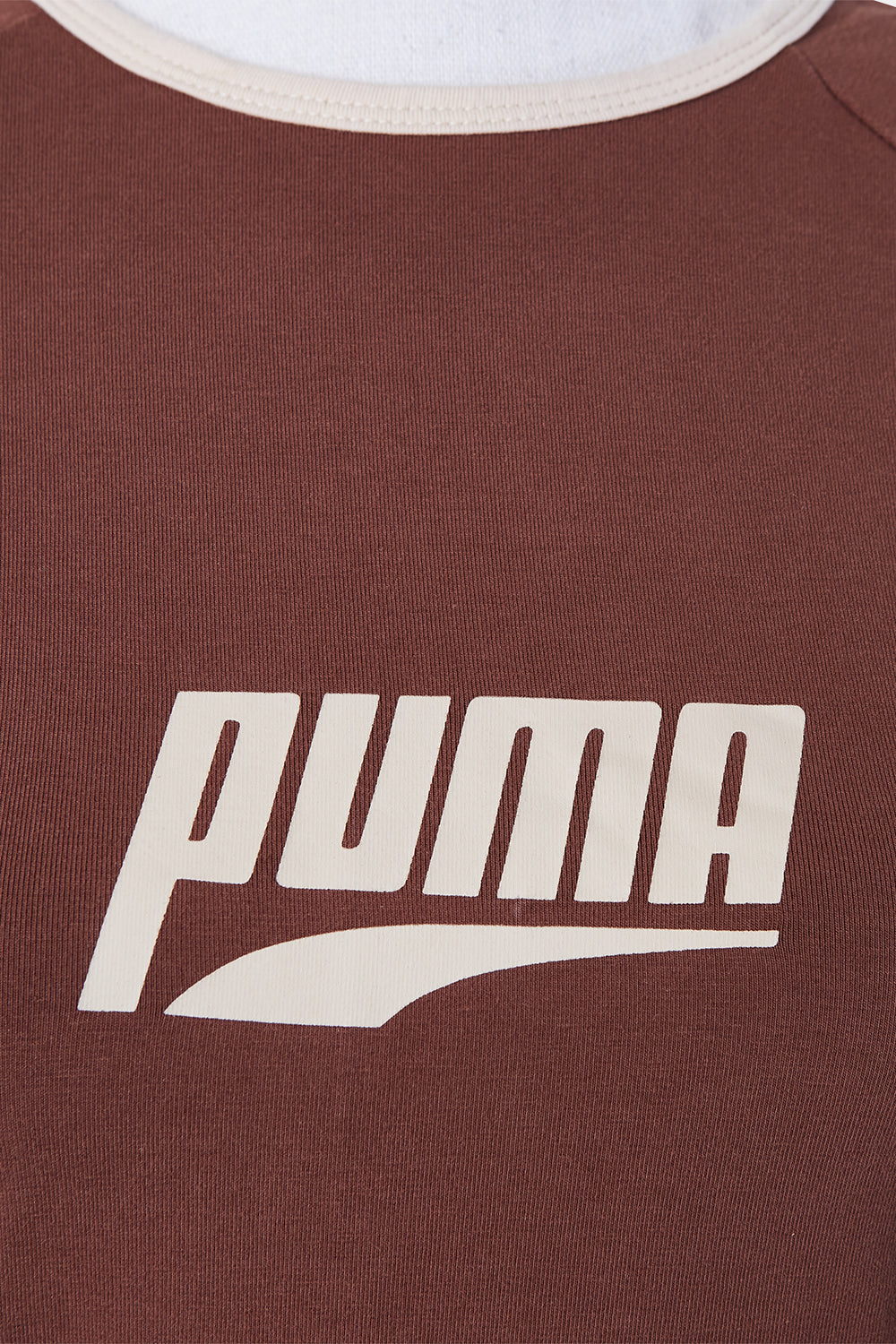 PUMA Brown Retro Print Stretch T Shit