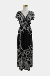 Stella Morgan Black White Shirred Maxi Dress