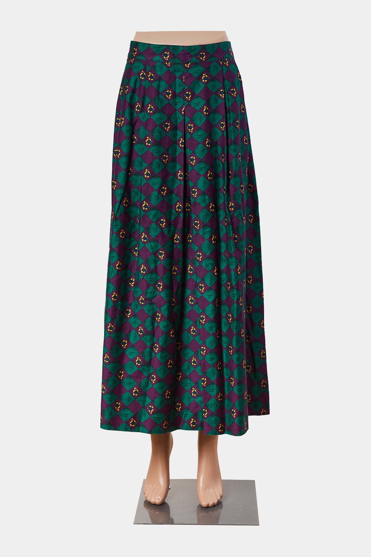 Alexander Campbell Green and Purple Pleated Midi Skirt