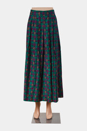 Alexander Campbell Green and Purple Pleated Midi Skirt