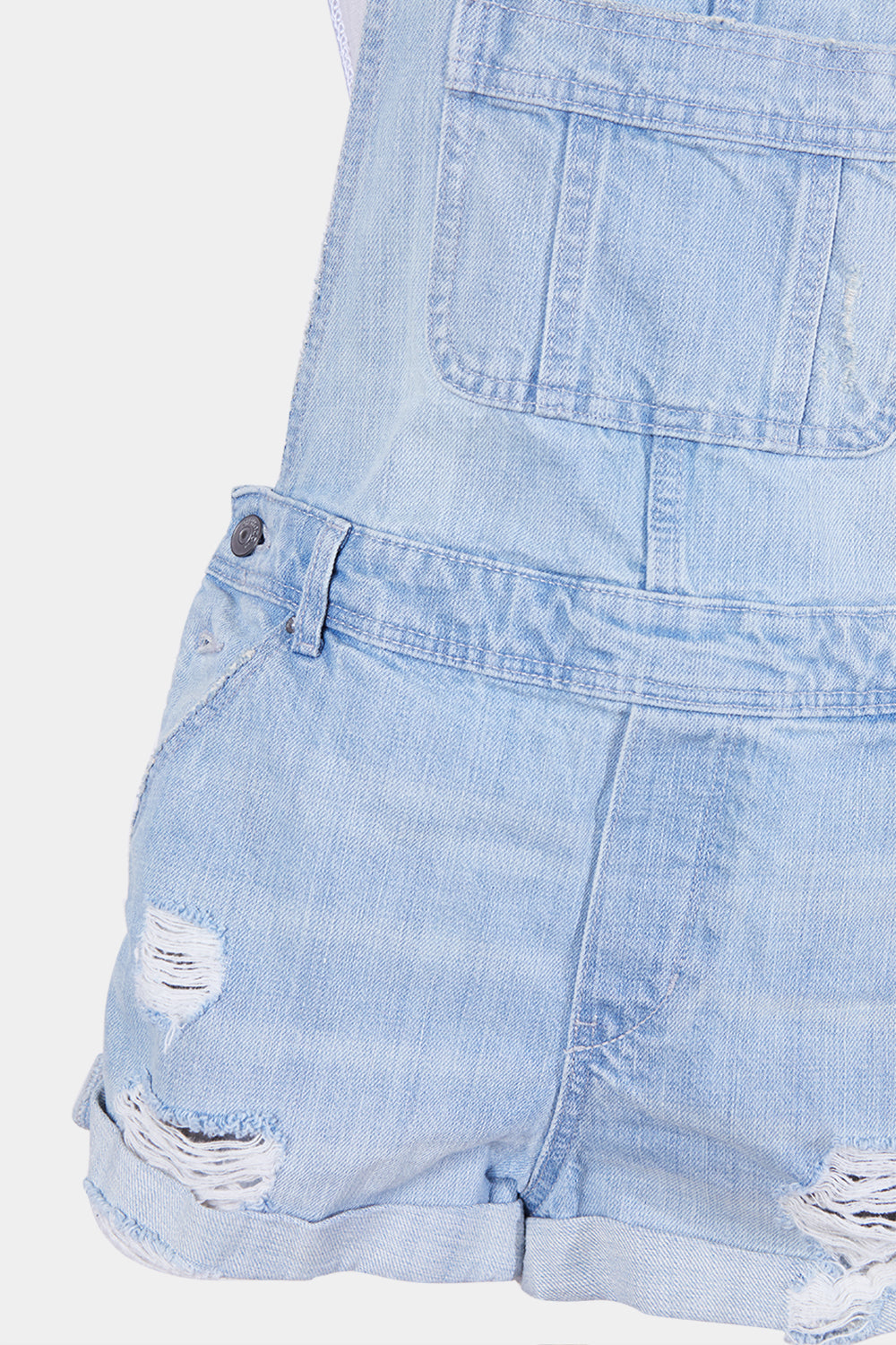 H And M Coachella Light Blue Denim Distressed Overalls