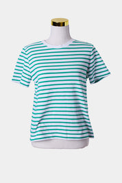 ZARA Green and White Stripe T Shirt