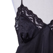 St Michael Black Lace Detail Slip Dress