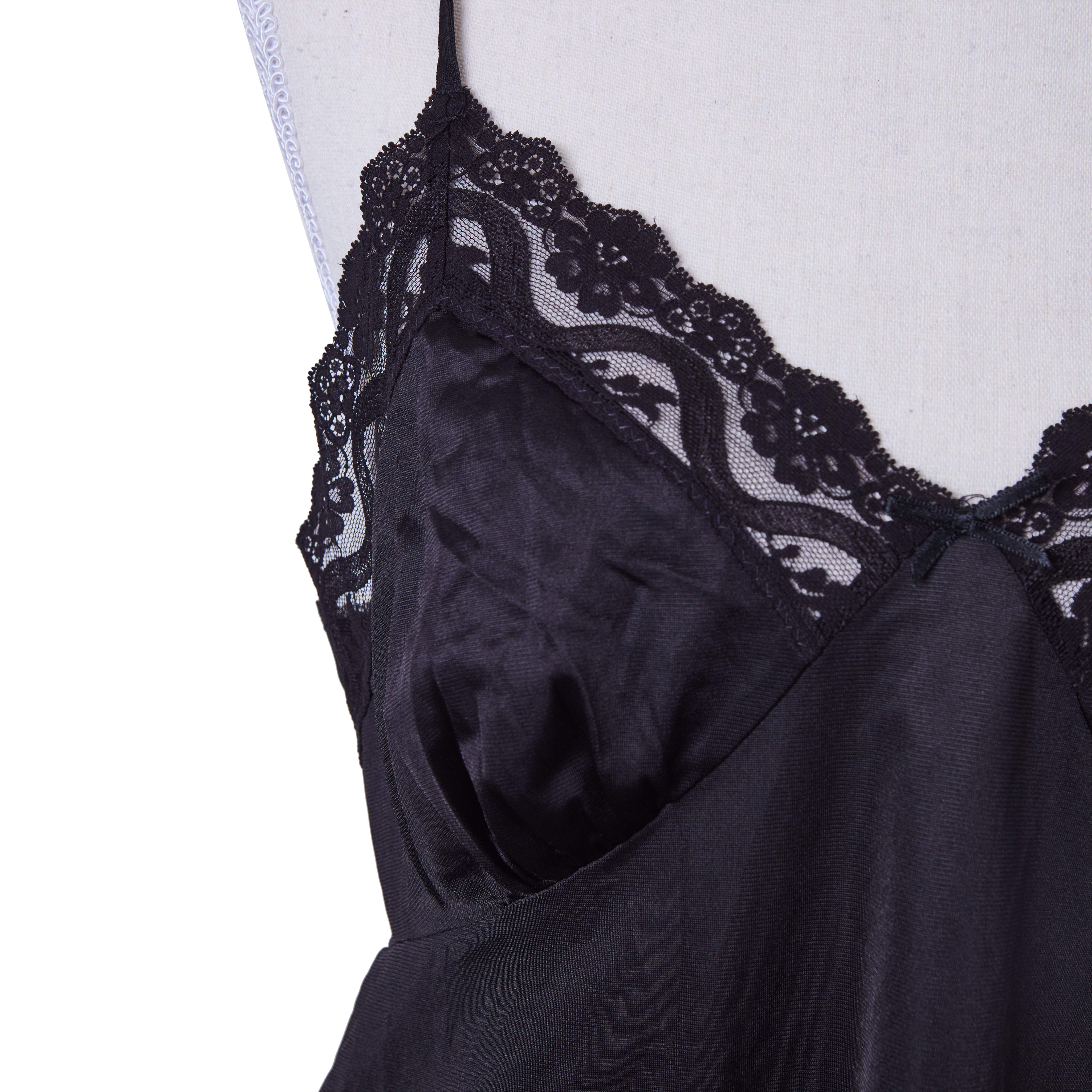 St Michael Black Lace Detail Slip Dress