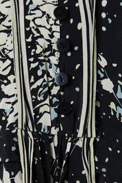 Brown Sugar Black Print Silk Sleeveless Midi Dress
