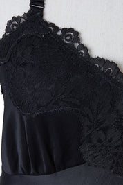 INFIDELLE Black Lace Detail Slip Dress