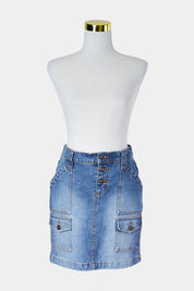 ROXY Mid Blue Pocket Detail Denim Skirt