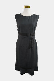 JACQUIE Grey Sheath Bow Midi Dress