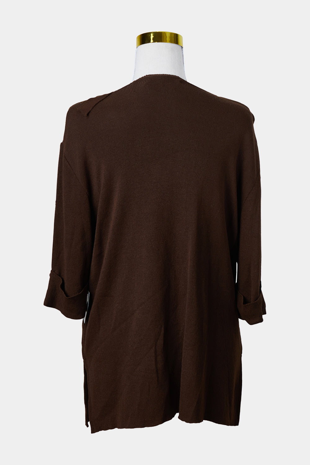 Lindy Rosenwax Brown Cross Front Knitted Top