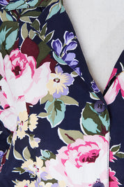 Carol Anderson Navy Floral Short Sleeve Button Up Dress