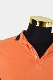 Arthur Galan Orange Contrast Trim Polo Shirt