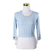 CELESTINO Light Blue Tulle and Coin Detail Long Sleeve Top