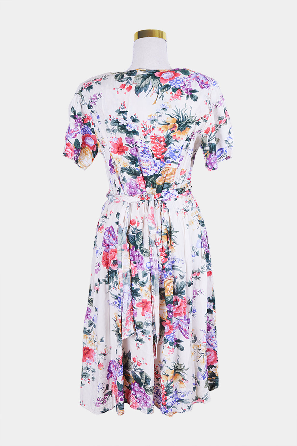 ASHANTI White and Multi Button Down Midi Dress