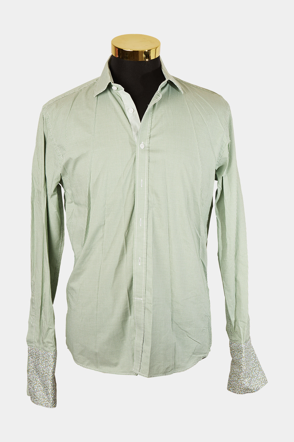 BROOKSFIELD Green and White Check Button Down Shirt