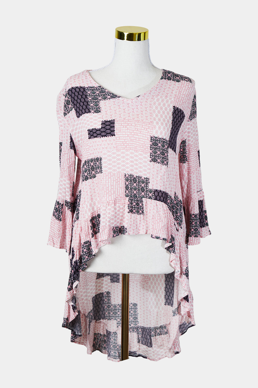 Caroline Morgan Pink Pattern Hi Lo Top