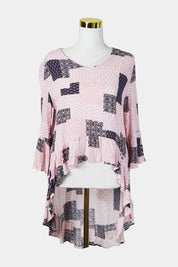 Caroline Morgan Pink Pattern Hi Lo Top