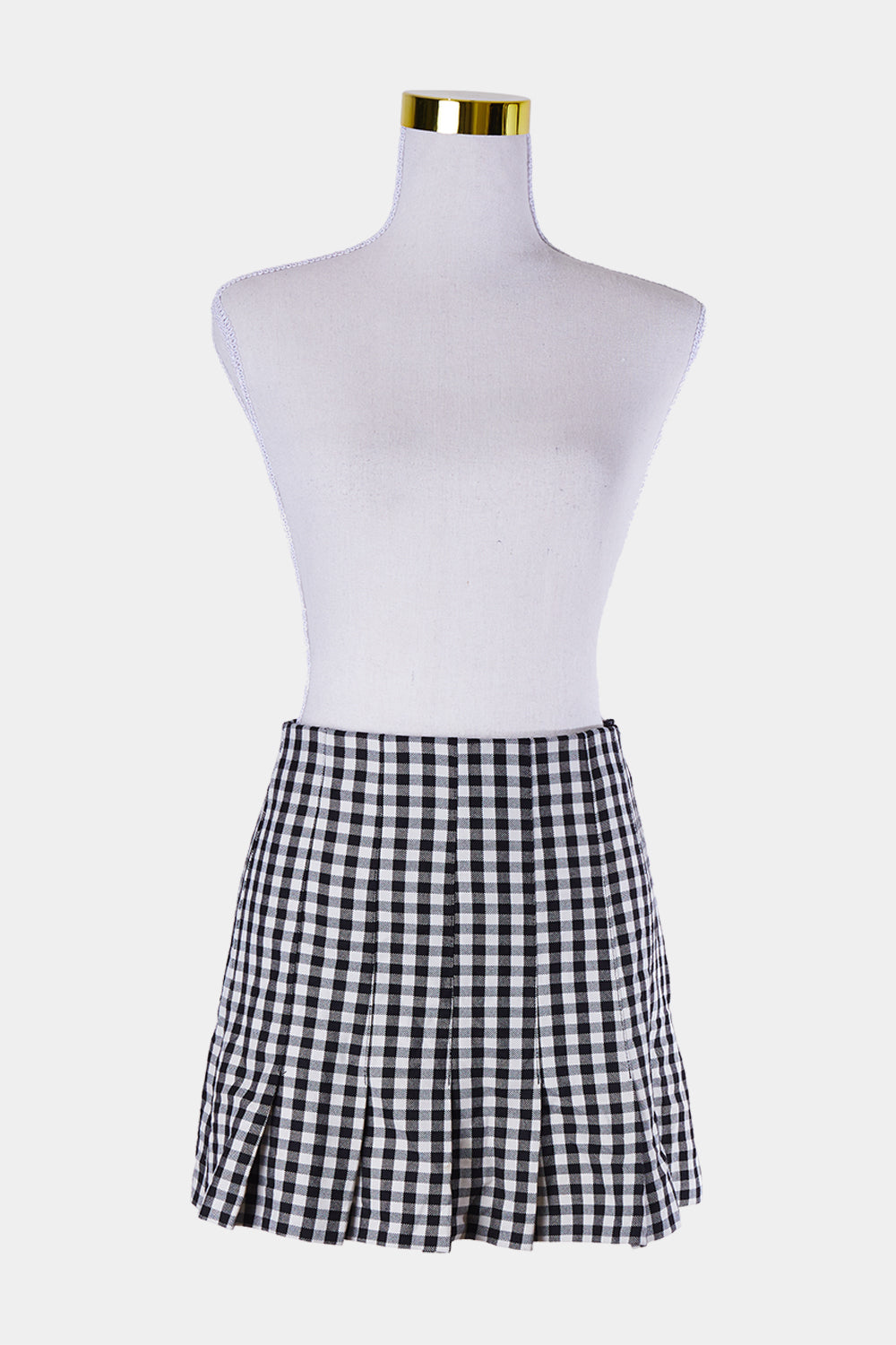 ZARA Black and White Check Skater Skirt