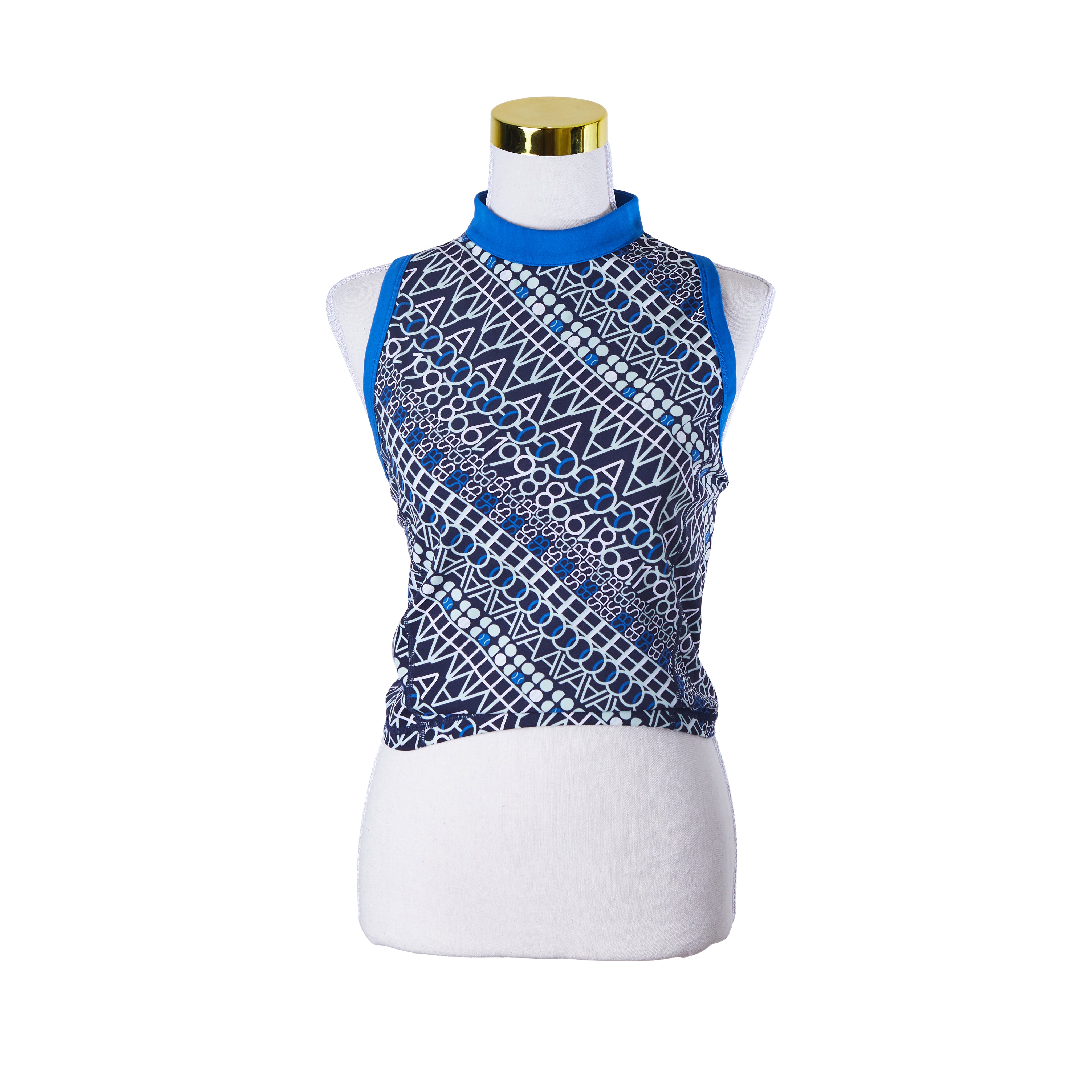 Sweaty Betty Blue Navy and Green Print High Neck Sports Top