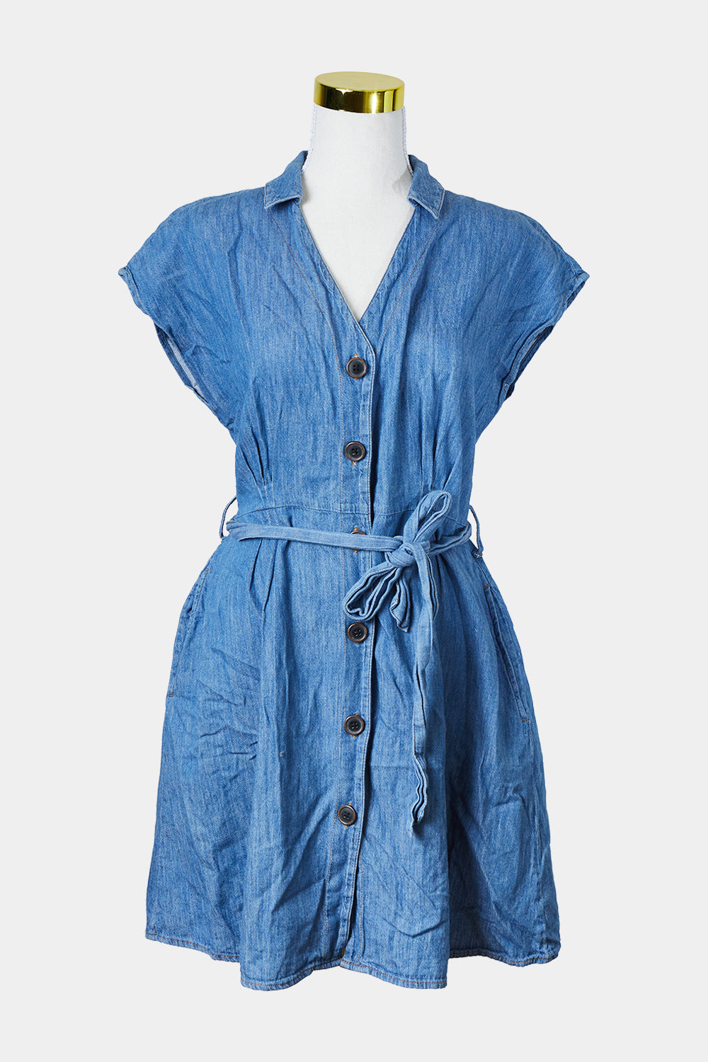 ZARA Blue Denim Button Down Dress