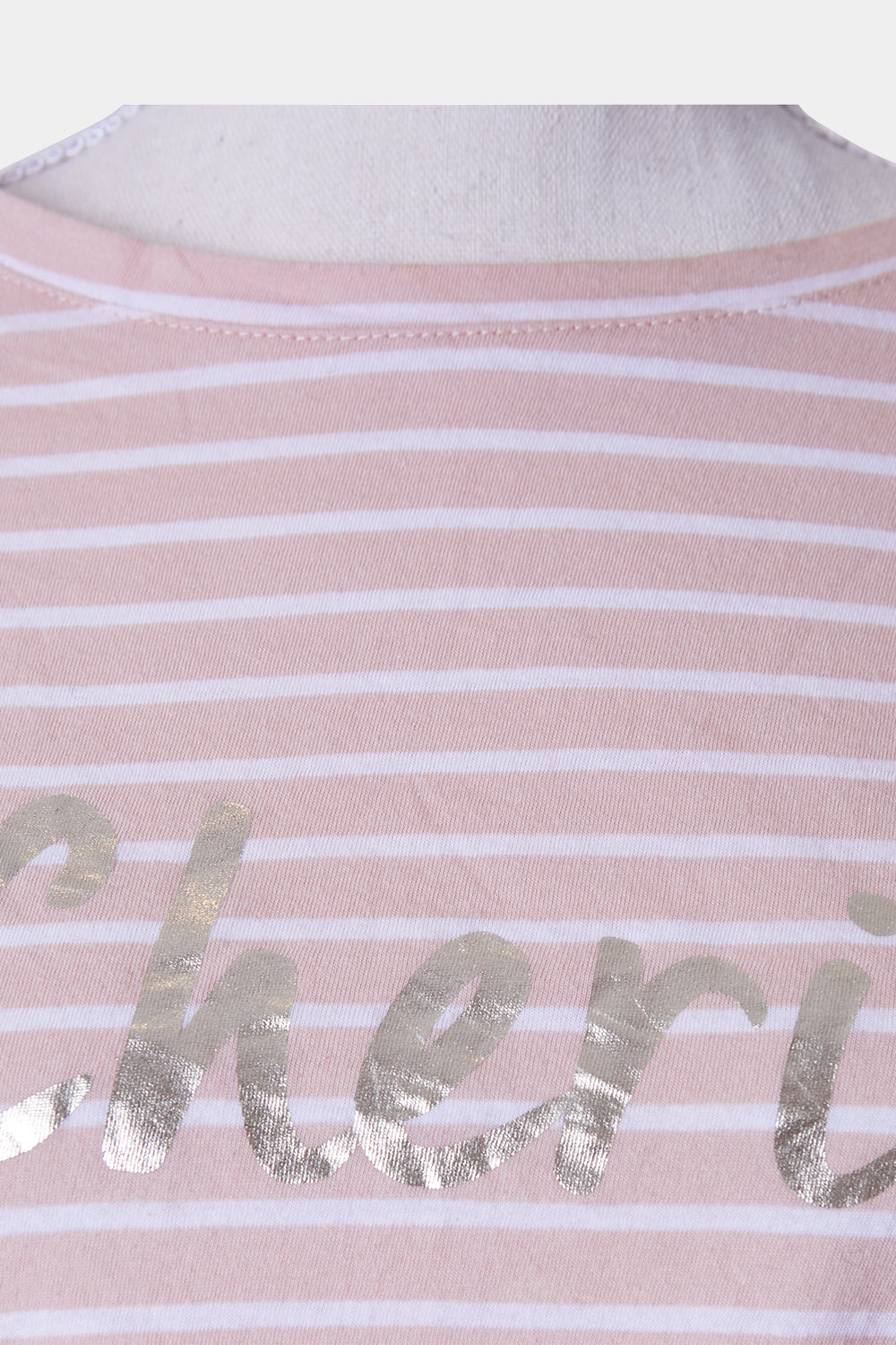 Seed Heritage Pink and White Stripe Metallic Print T Shirt