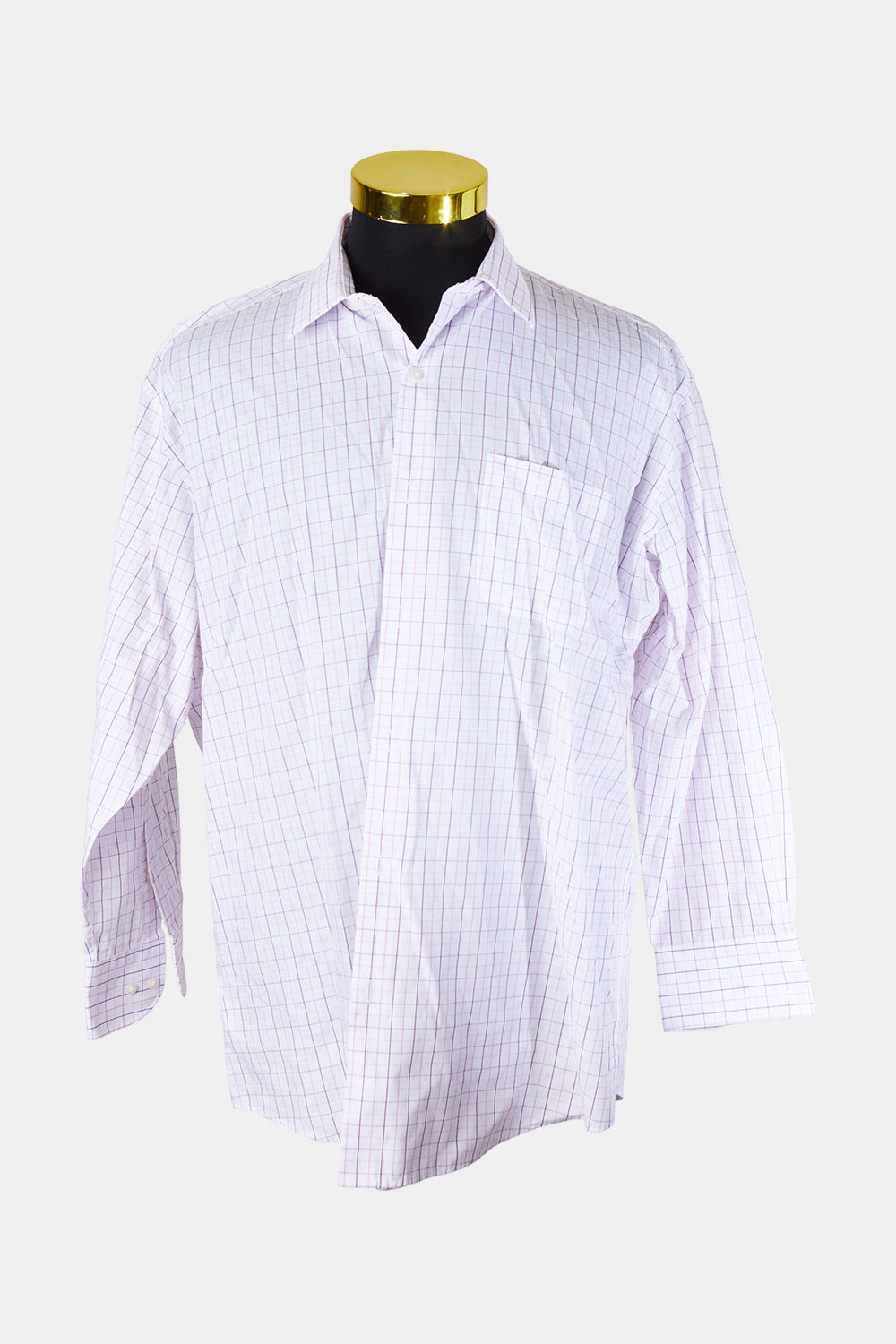 Van Heusen White Pink Purple Pattern Button Down Shirt