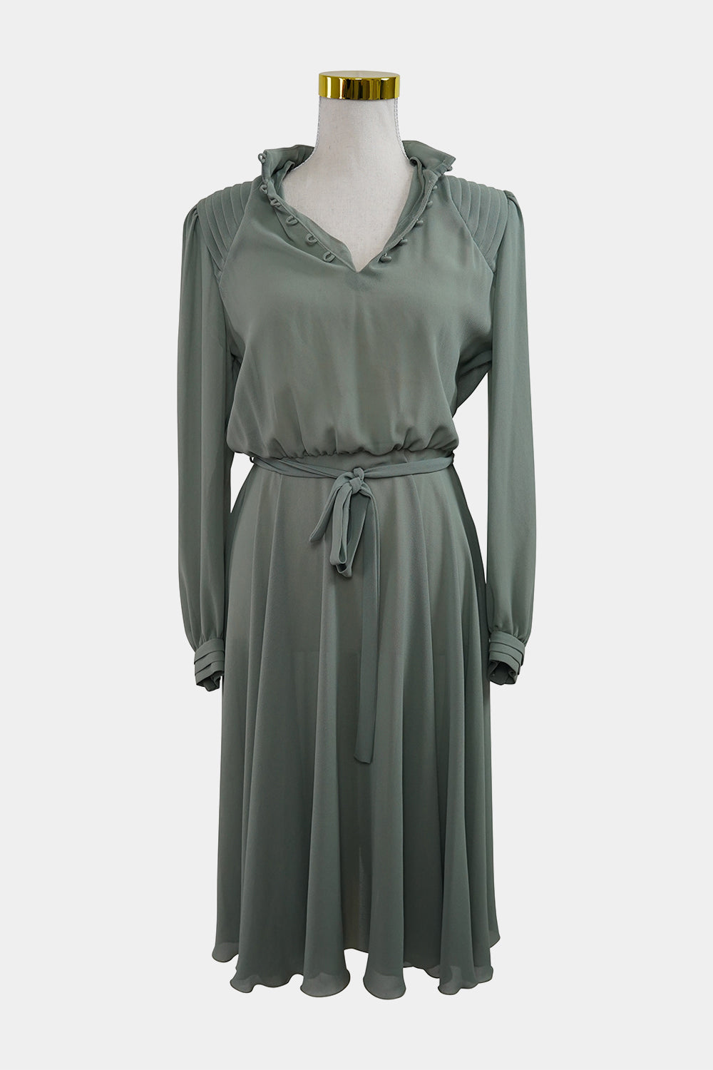 NICOLE Green Long Sleeve Sheer Midi Dress