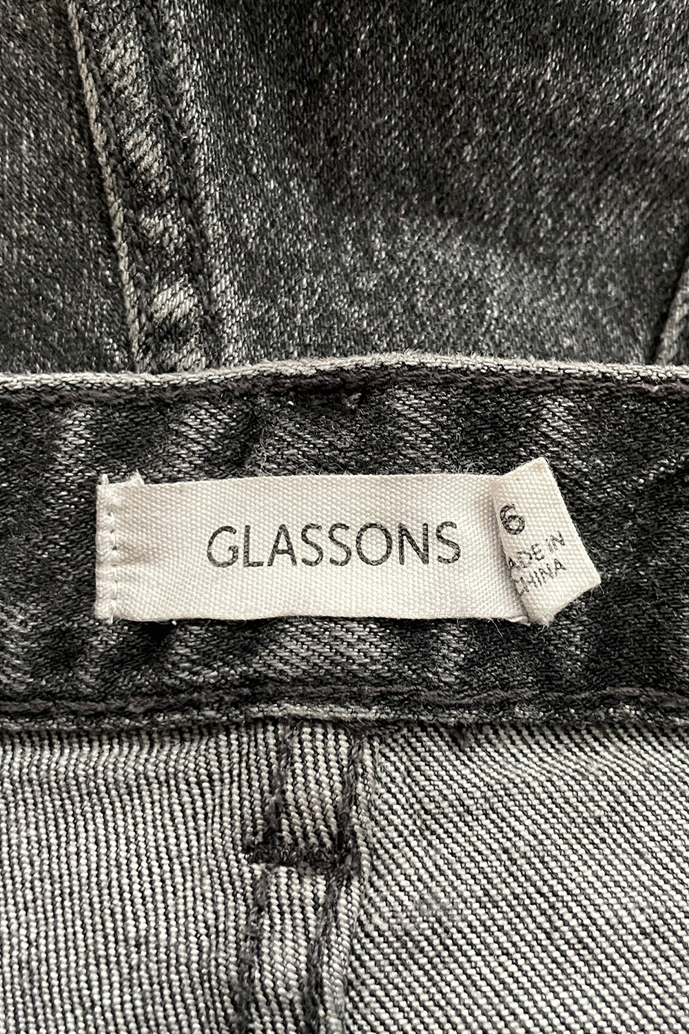 GLASSONS Washed Black Denim Shorts