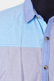 FACTORIE Grey and Blue Panel Detail Pocket Shirt