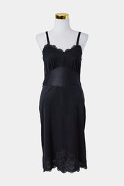 INFIDELLE Black Lace Detail Slip Dress