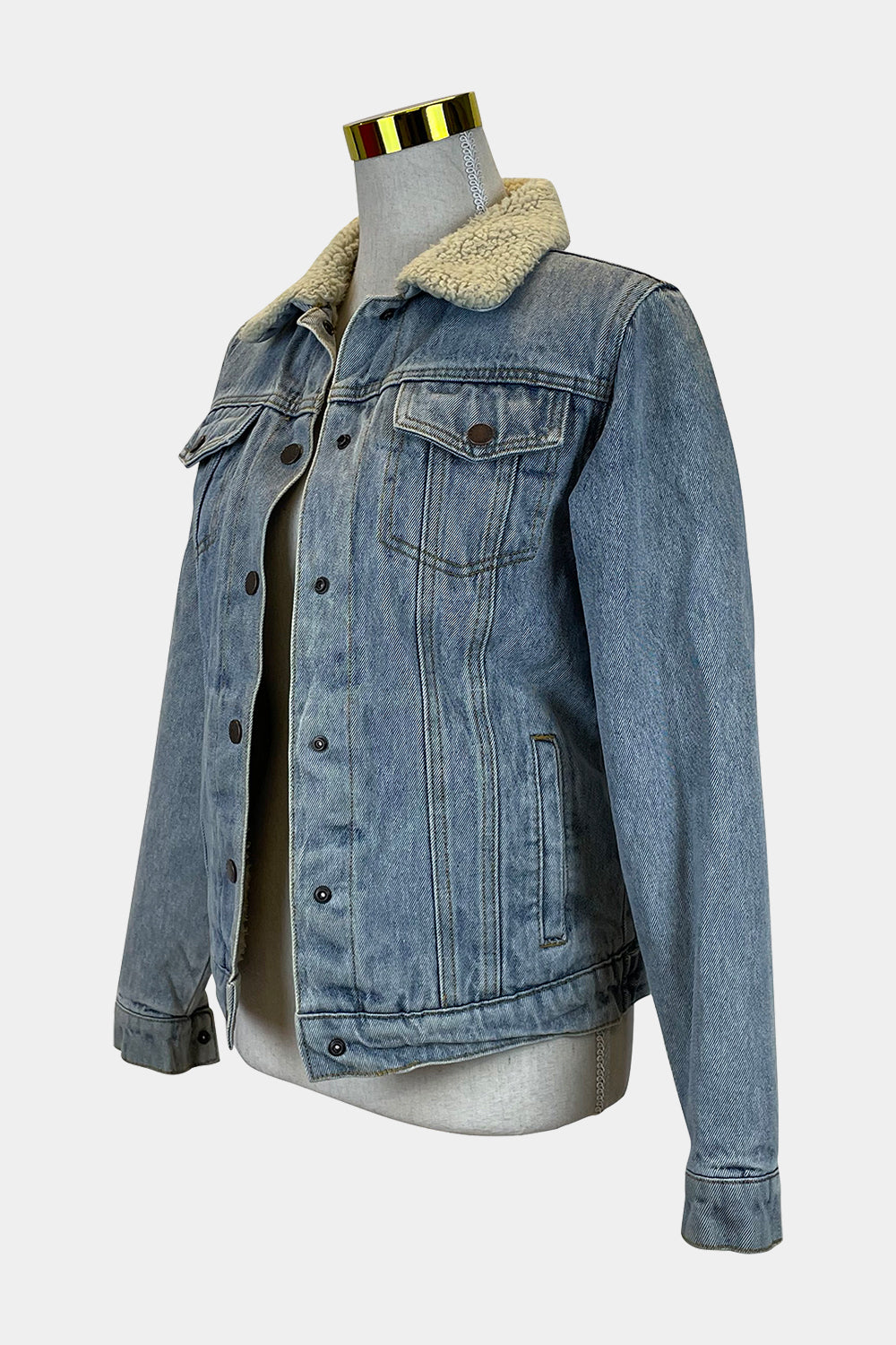 GHANDA Denim Faux Shearling Jacket