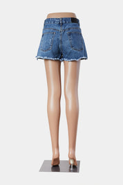 GLASSONS Blue Distressed Denim Shorts