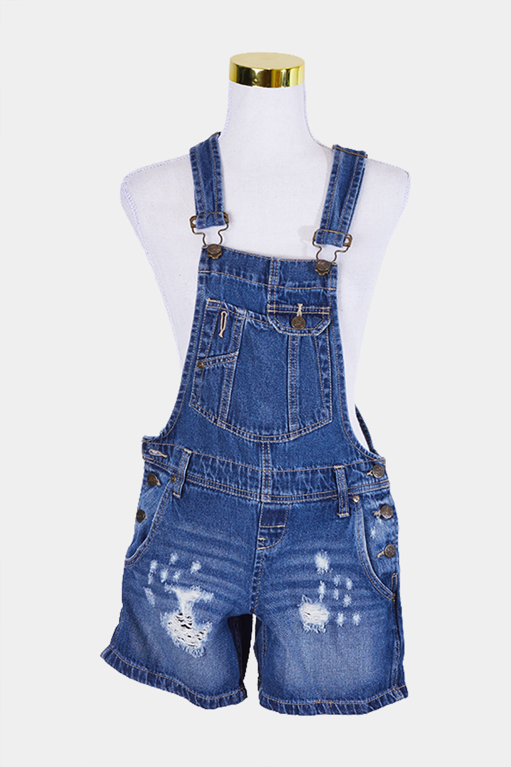 L.E.I Blue Denim Distressed Overalls
