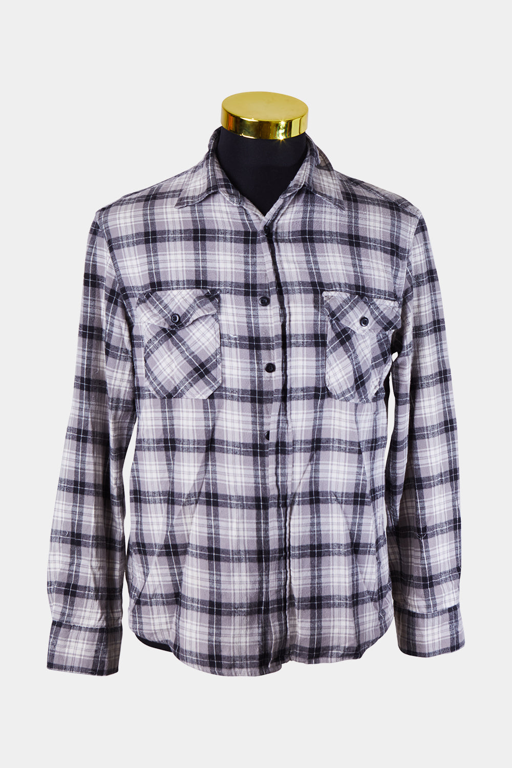 Urban Supply Gray Plaid Flannel Button Down Shiirt