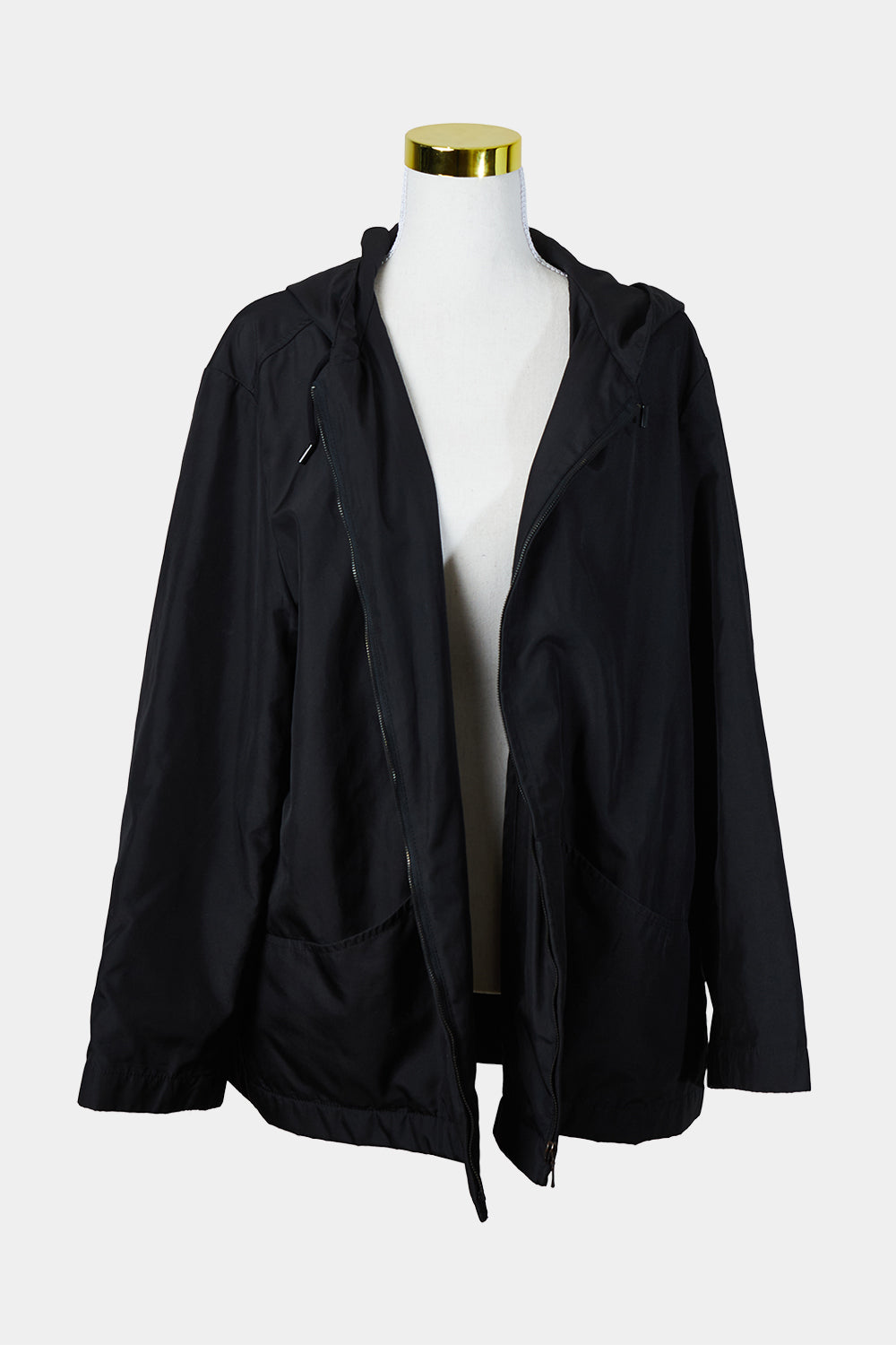 Jacquie E Black Zip Up Hooded Wind Jacket