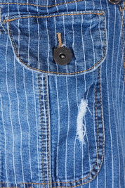Arizona Jeans Blue Pinstripe Denim Overalls