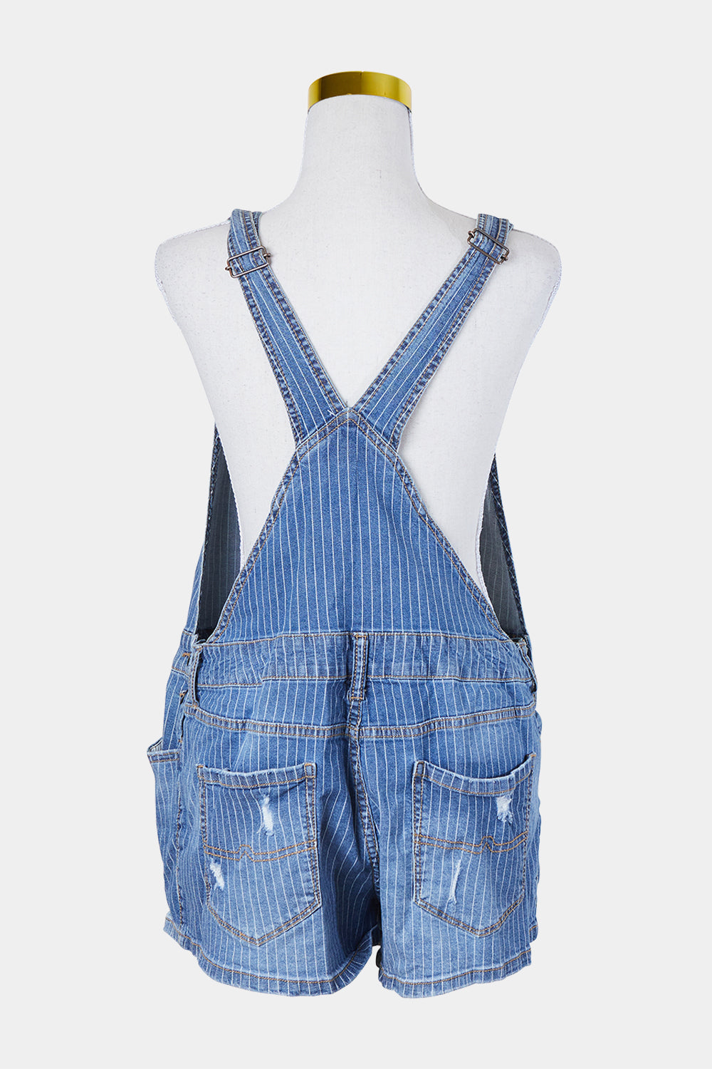 Arizona Jeans Blue Pinstripe Denim Overalls