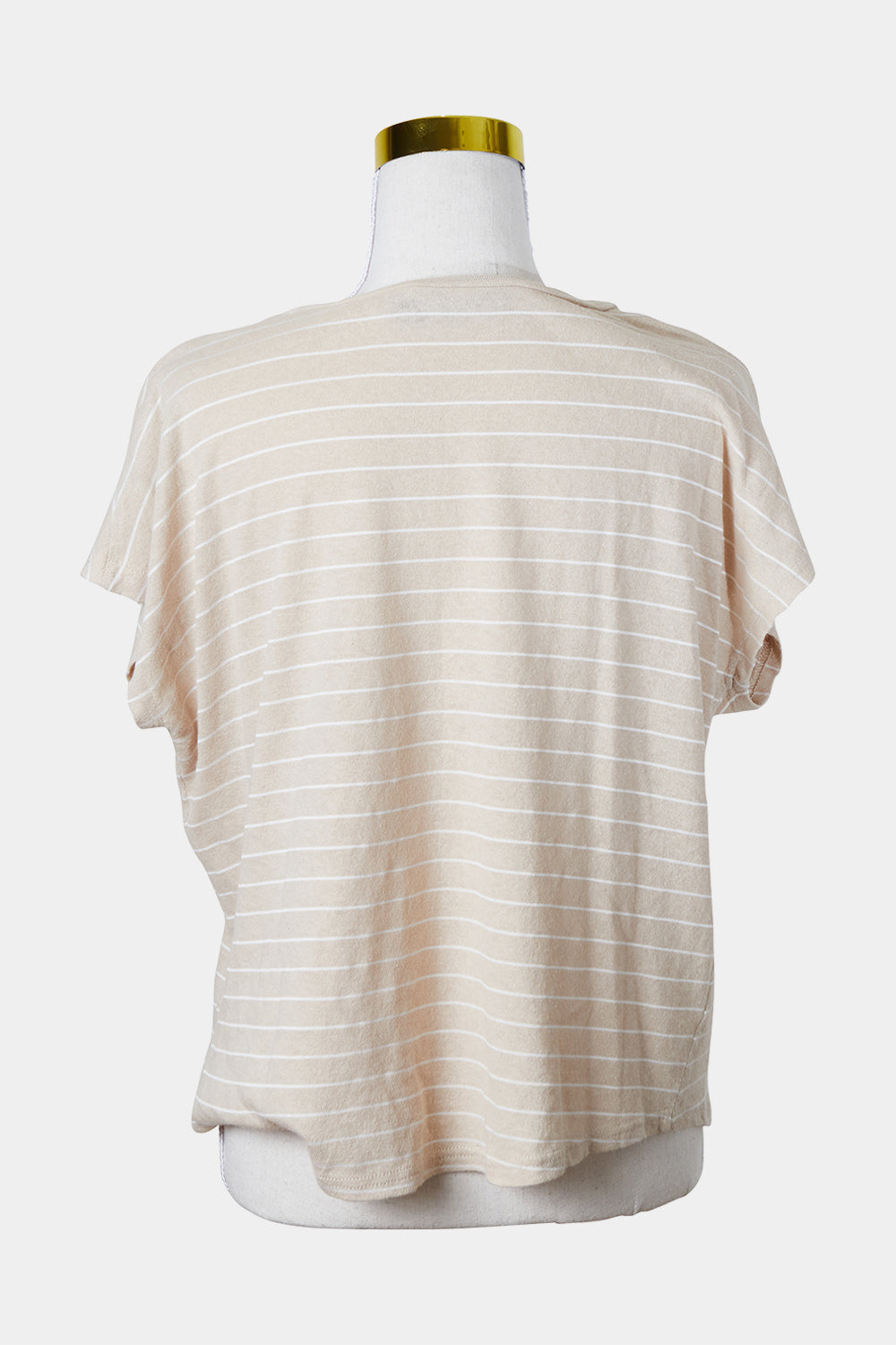 Mink Piink Beige Stripe Short Sleeve Loose T Shirt