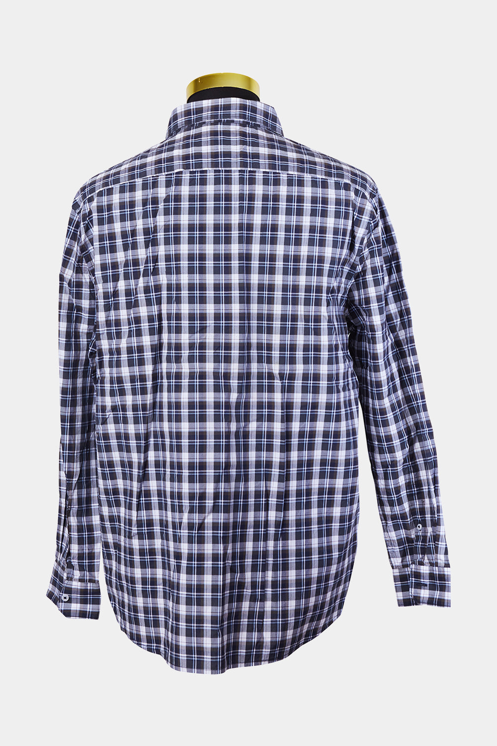 Country Road Navy, Brown White Plaid Tailored Fit Button Down Shirt