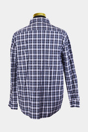 Country Road Navy, Brown White Plaid Tailored Fit Button Down Shirt