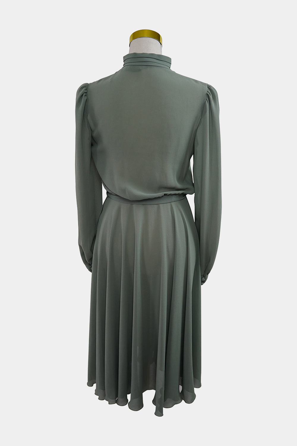 NICOLE Green Long Sleeve Sheer Midi Dress